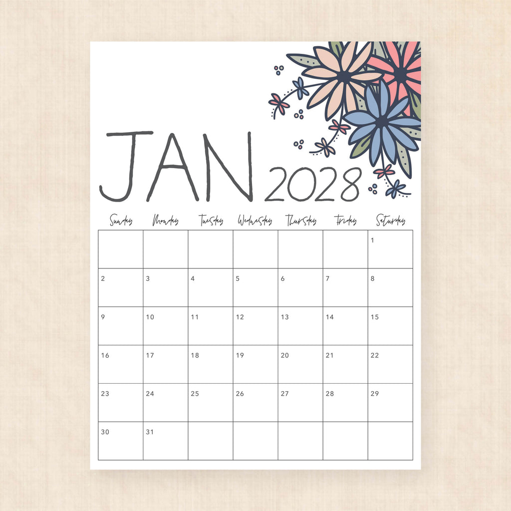 2028 calendar printable