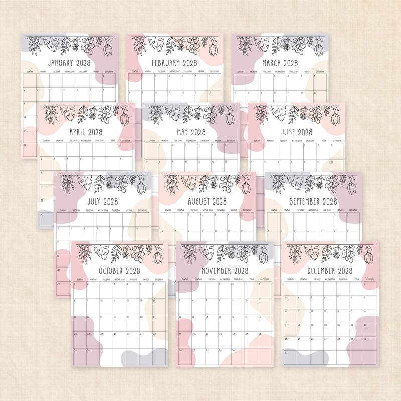 2028 calendar printable