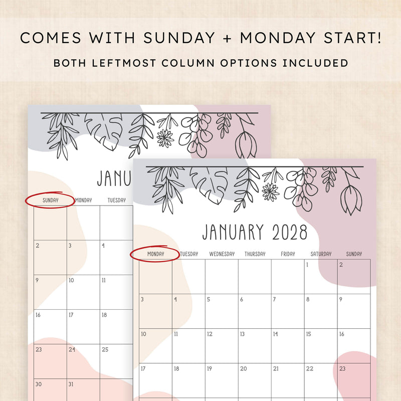 2028 calendar printable