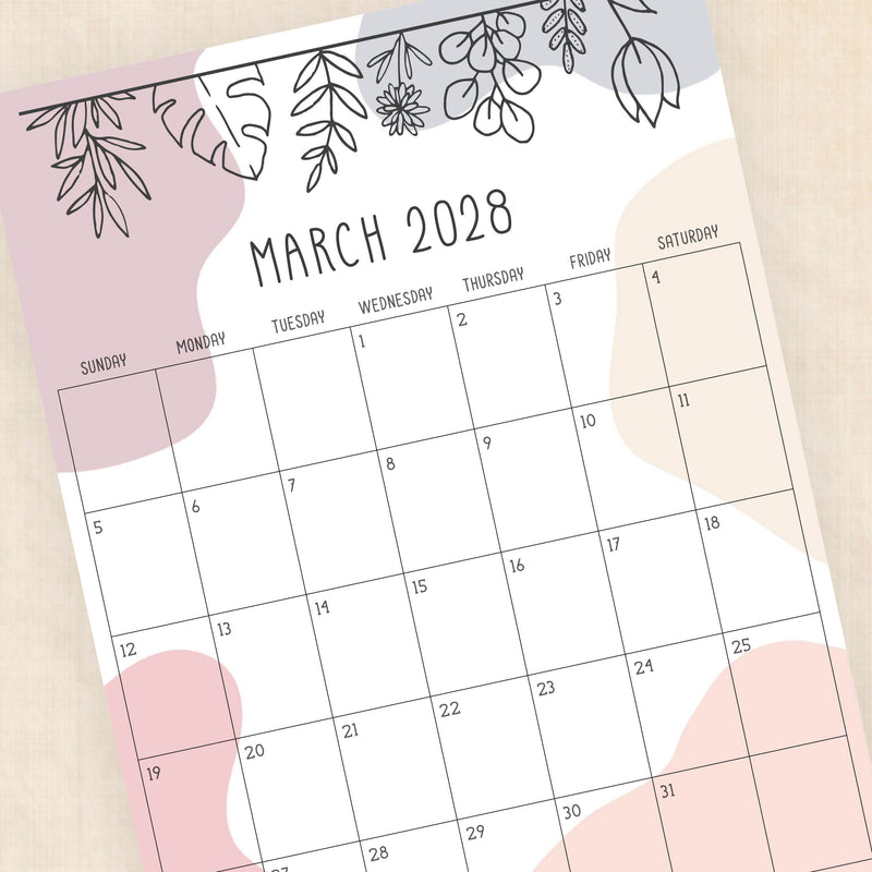 2028 calendar printable