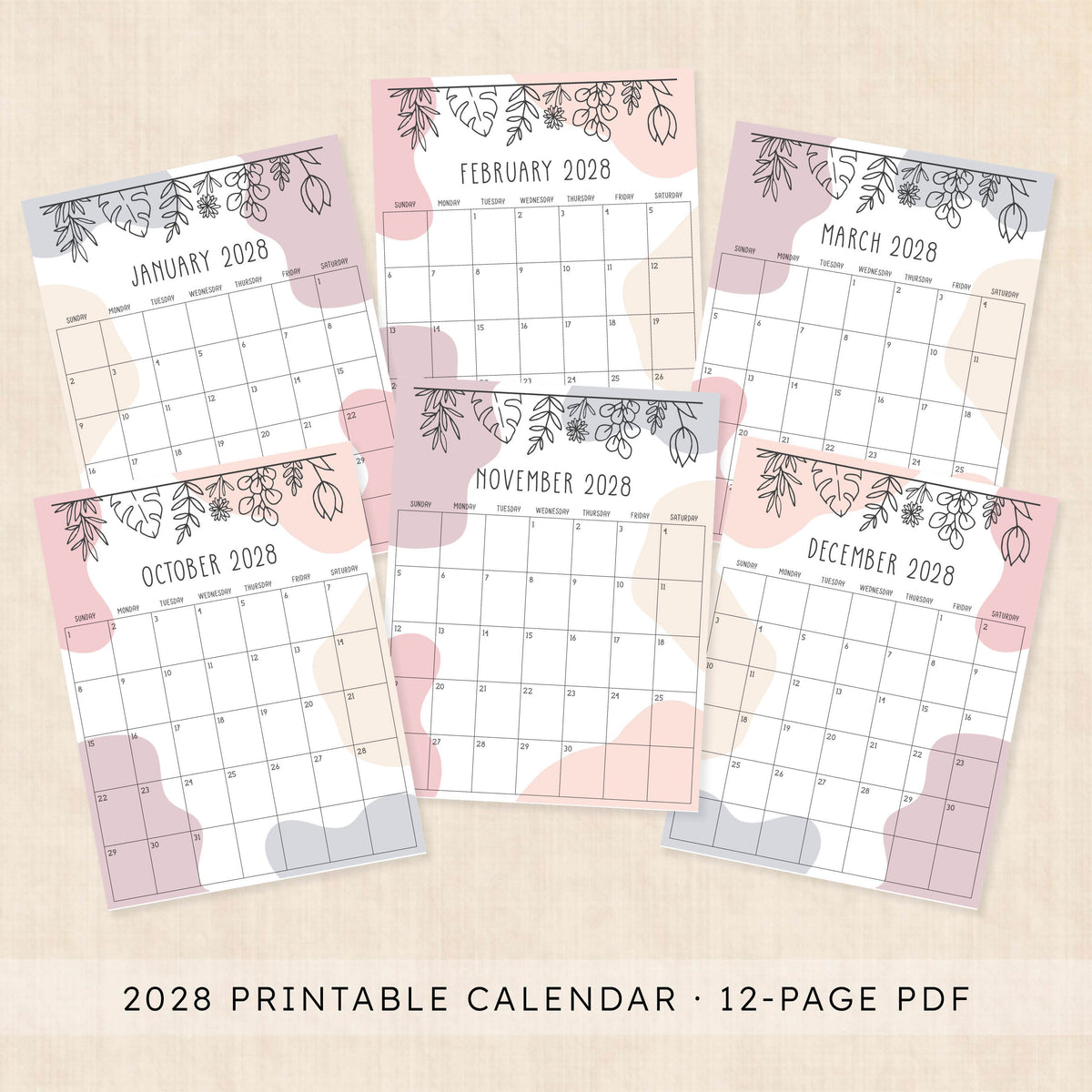 2028 calendar printable