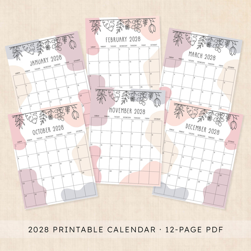 2028 calendar printable