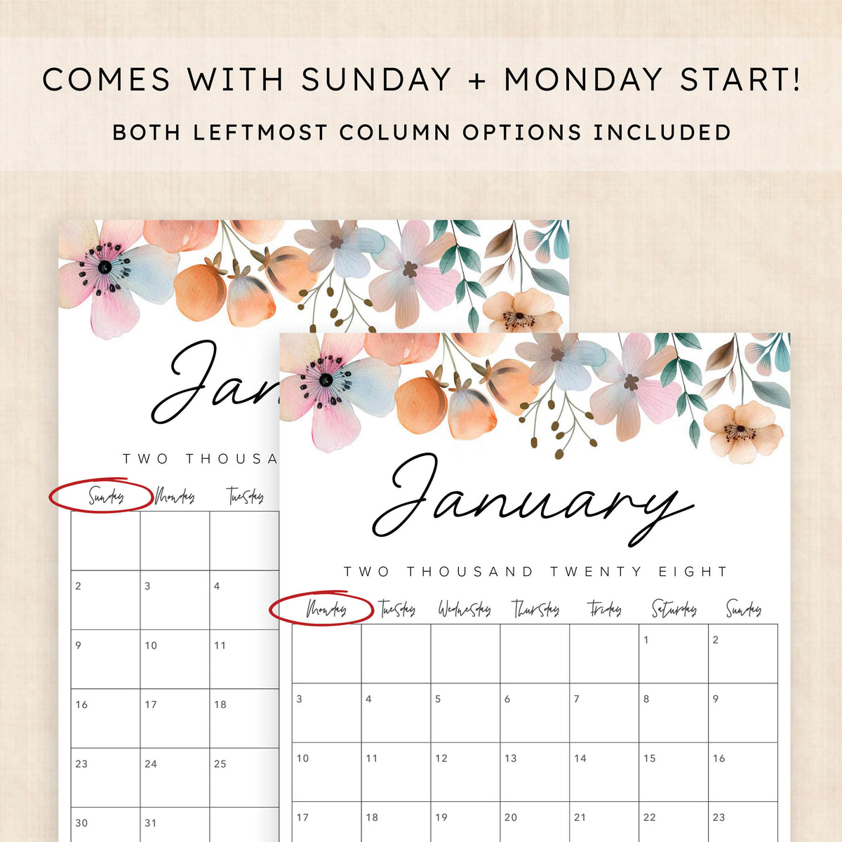 2028 calendar printable