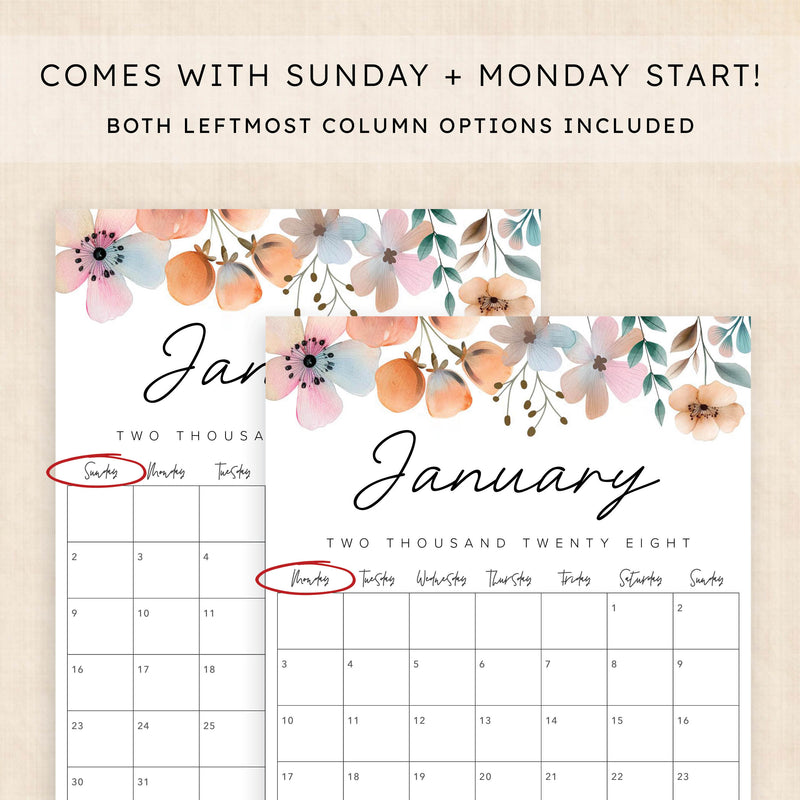 2028 calendar printable