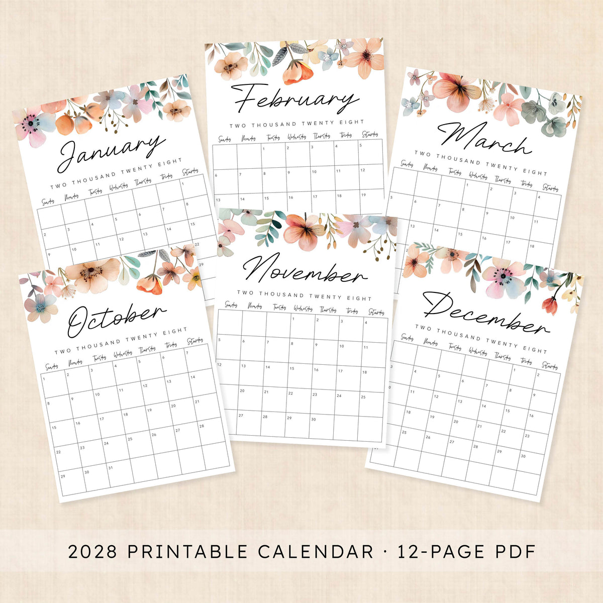 2028 calendar printable