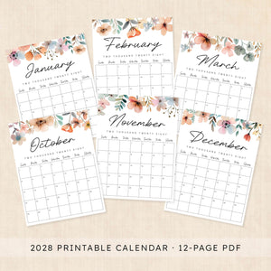 2028 calendar printable