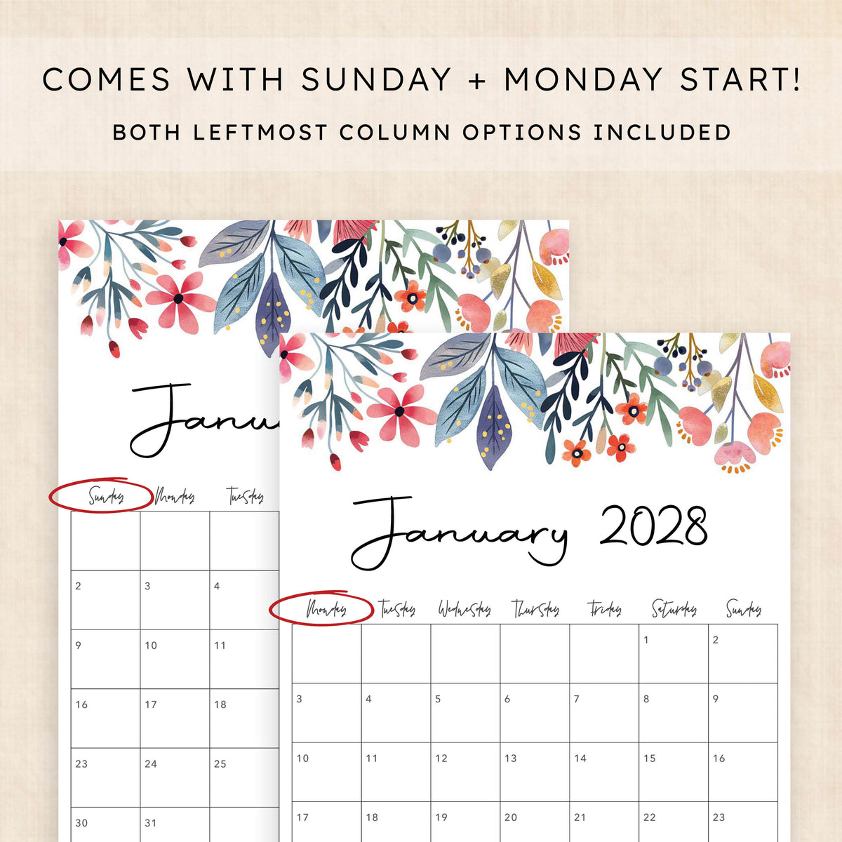 2028 calendar printable