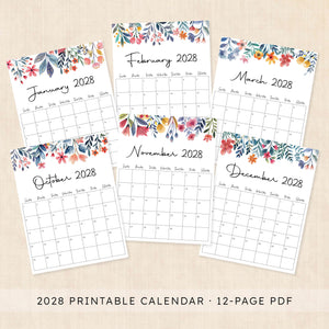 2028 calendar printable