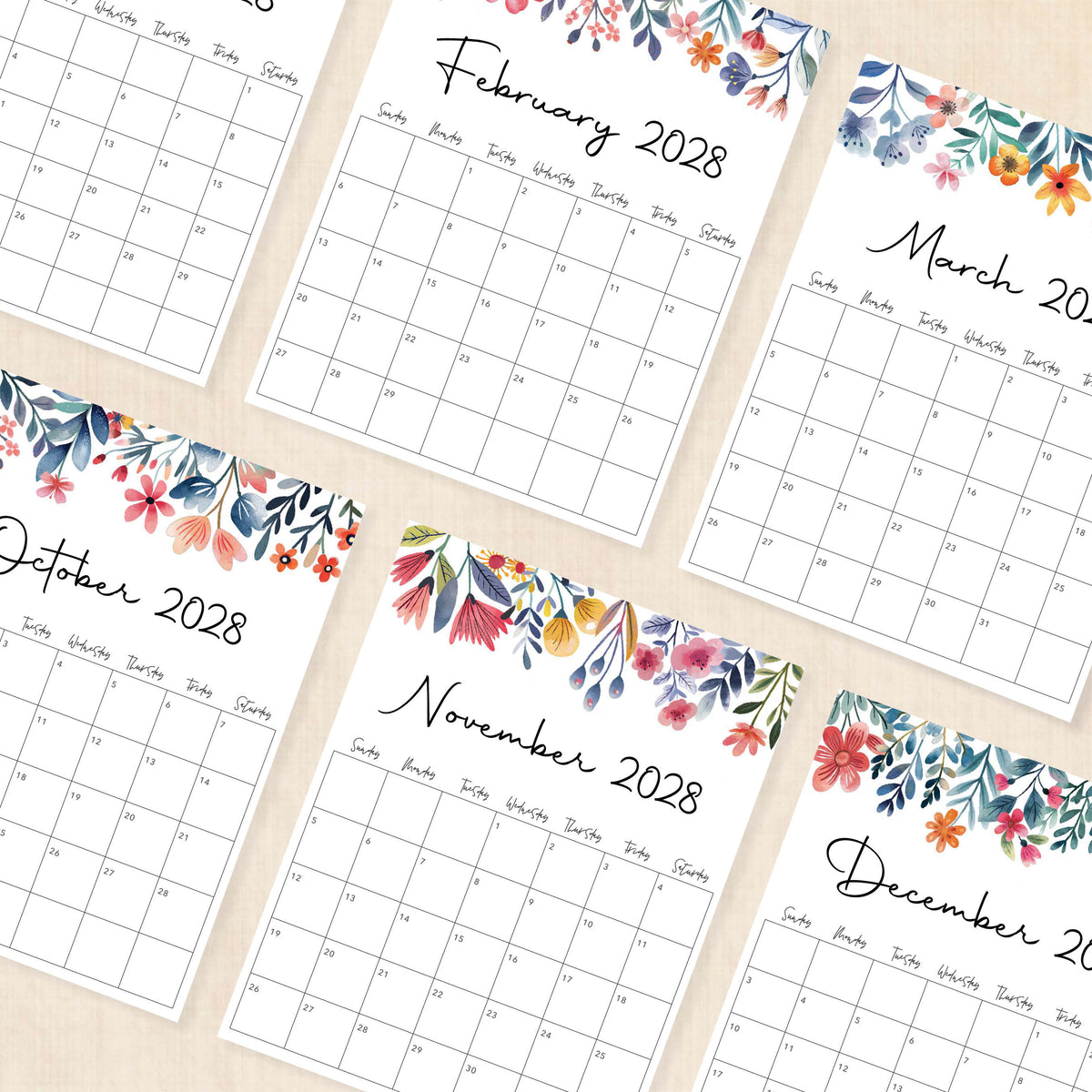2028 calendar printable