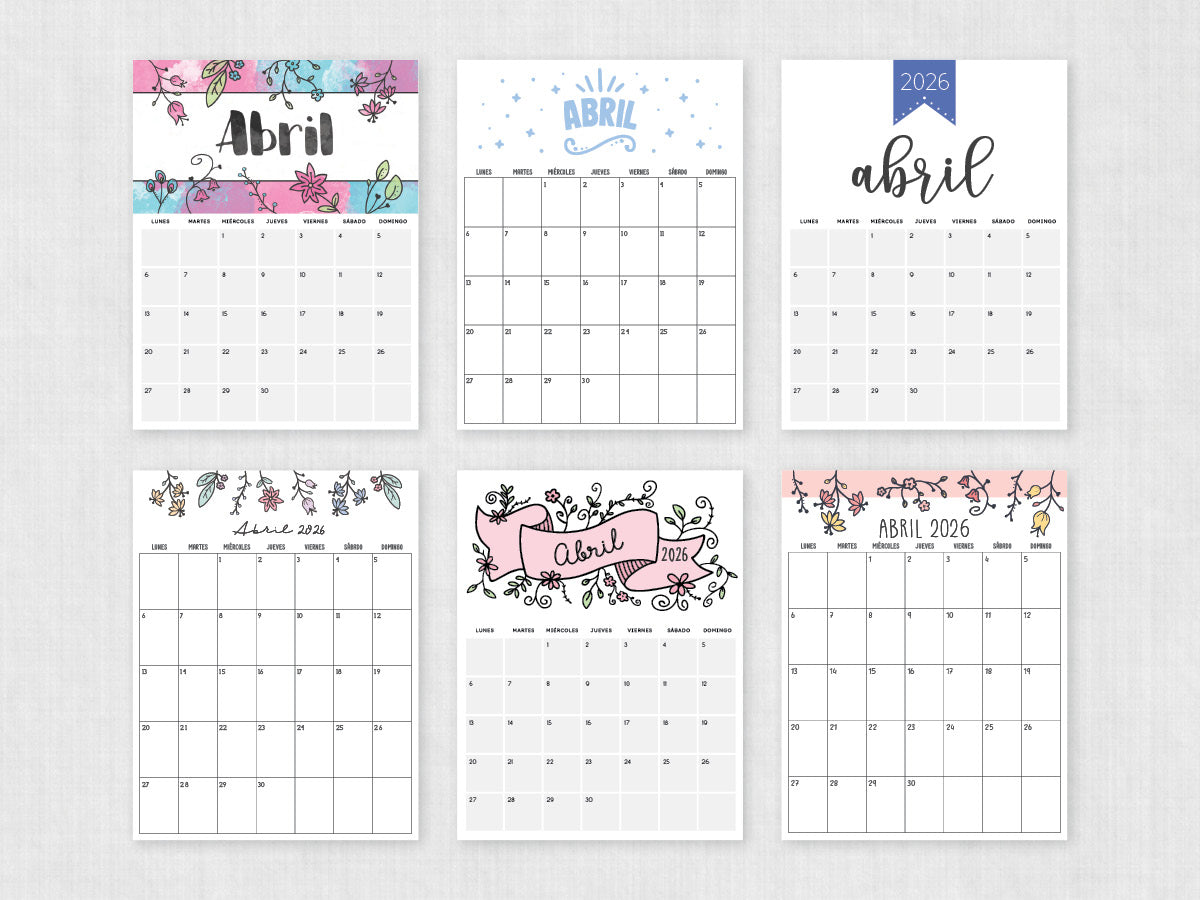 abril 2026 calendario imprimible