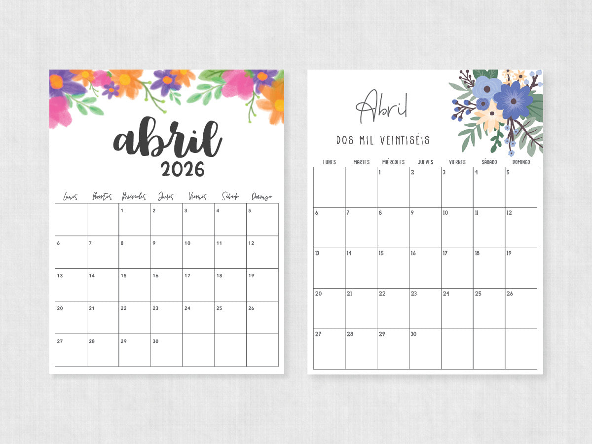 Calendario Abril 2026 PDF Para Imprimir Calendario Abril 2026 PDF Para Imprimir