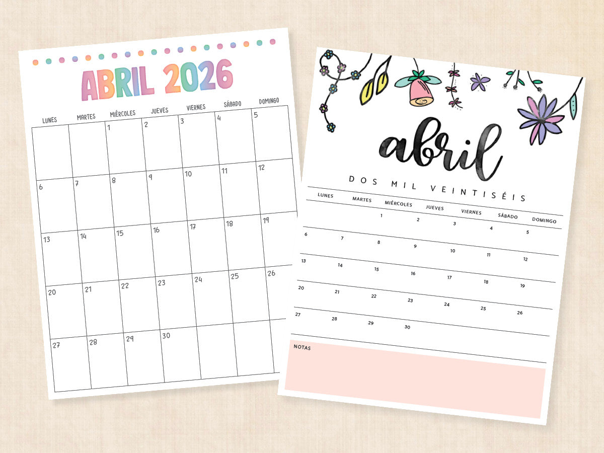 abril 2026 calendario pdf