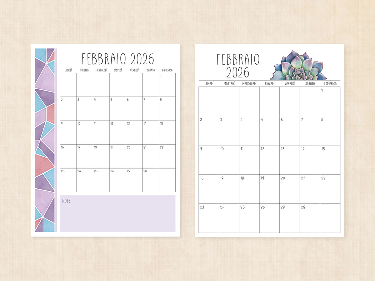 agenda da stampare febbraio 2026