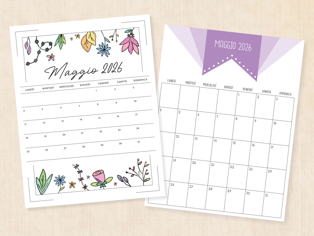 agenda da stampare maggio 2026