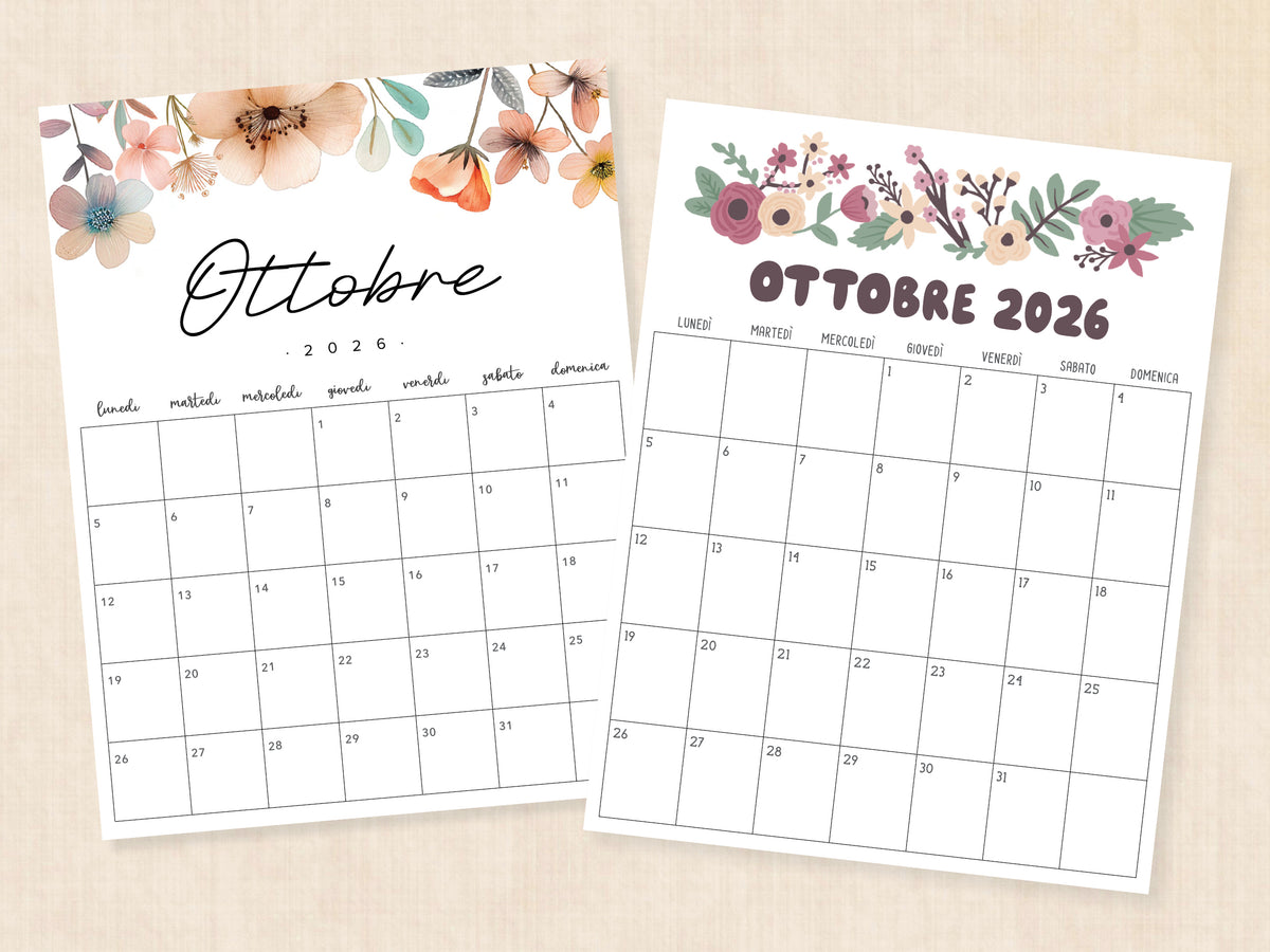 agenda da stampare ottobre 2026