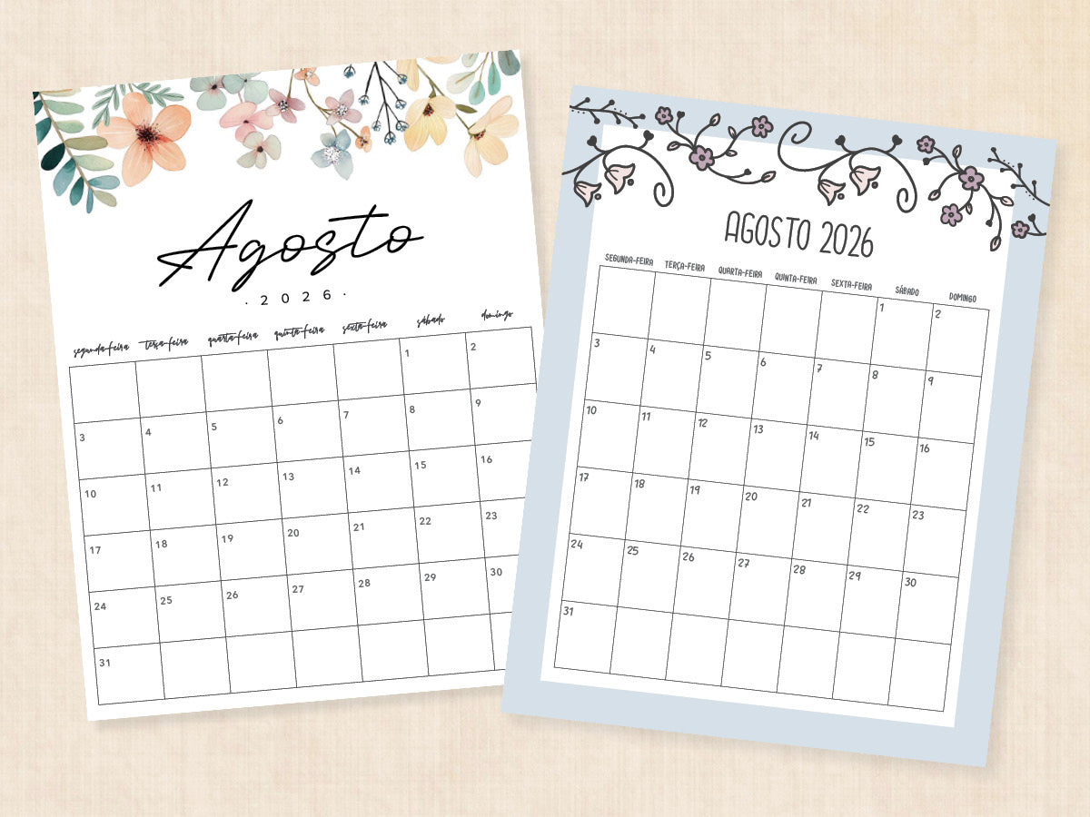 agosto 2026 calendário planner