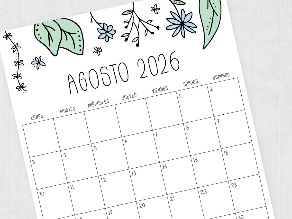 agosto 2026 calendario plantilla