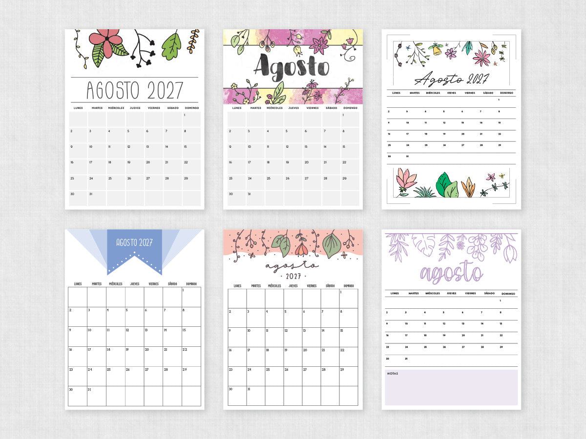 agosto 2027 calendario imprimible