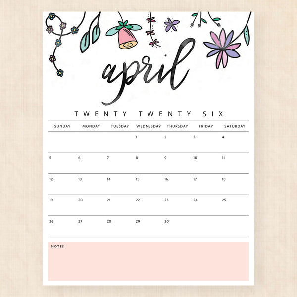 april 2026 calendar playful prairie