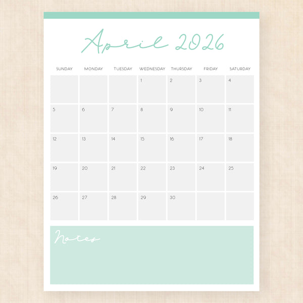 april 2026 calendar serene symphony