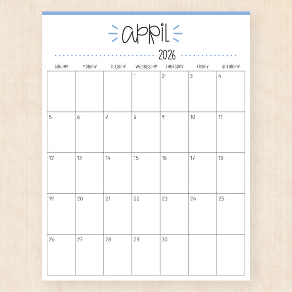 april 2026 calendar buzzy burst