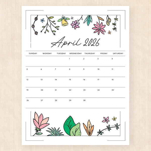 april 2026 calendar azalea anthem