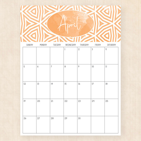 april 2026 calendar pattern parade
