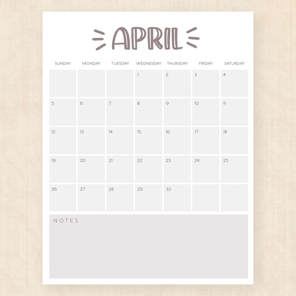 april 2026 calendar sassy splash
