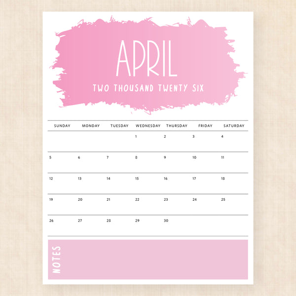april 2026 calendar vivid vision