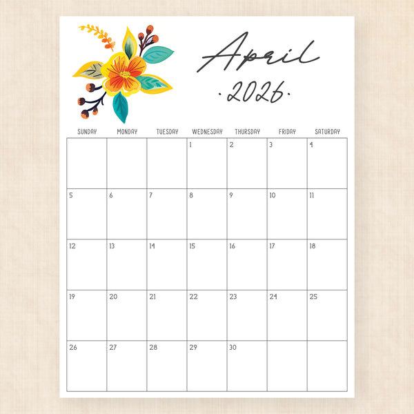 april 2026 calendar tropical treasure