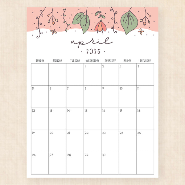april 2026 calendar tropical treasure