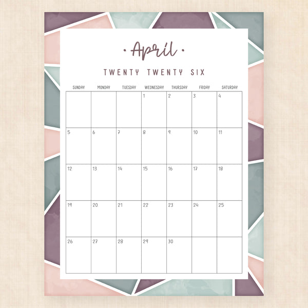 april 2026 calendar majestic mosaic