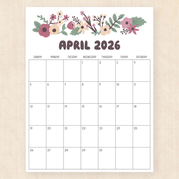 april 2026 calendar driftwood dreams