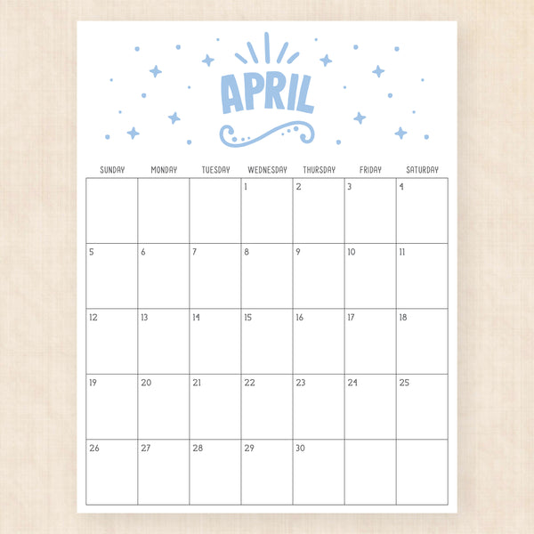 april 2026 calendar heavenly haze