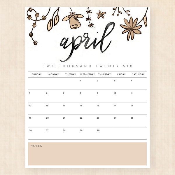 april 2026 calendar pixie prairie