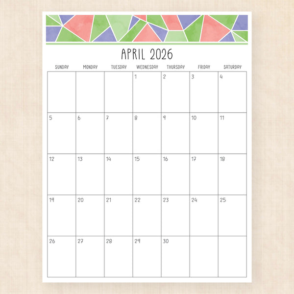 april 2026 calendar magic mosaic