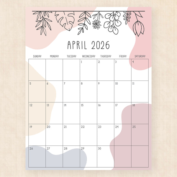 april 2026 calendar rustic rhapsody