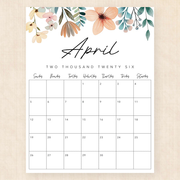 april 2026 calendar lush lagoon