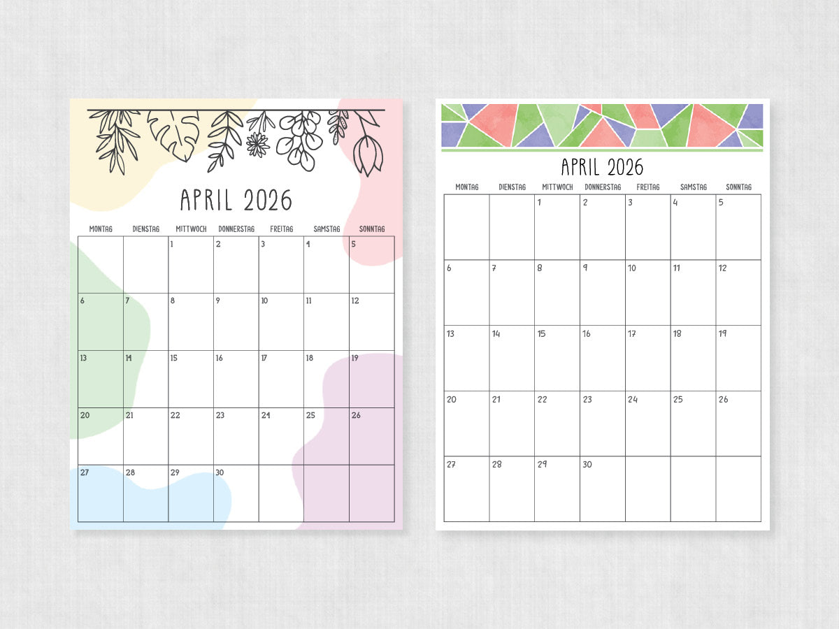 april 2026 kalender zum ausdrucken