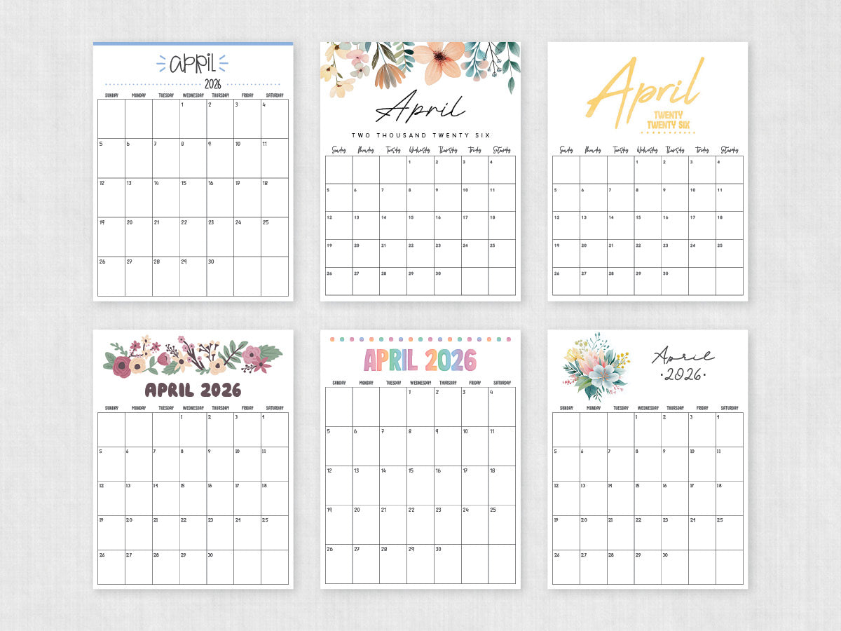 april 2026 printable calendar