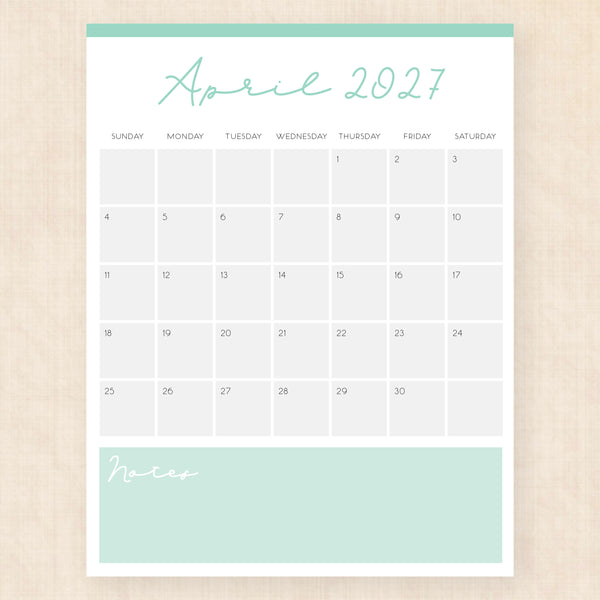 april 2027 calendar serene symphony