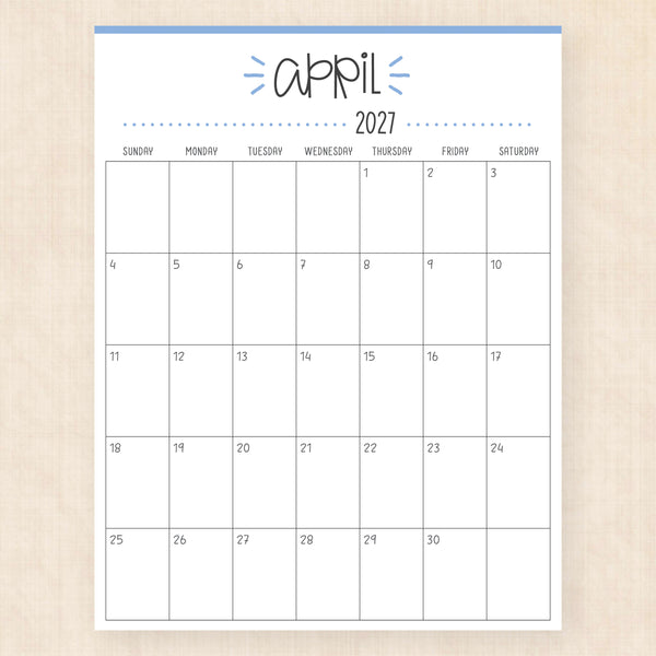 april 2027 calendar buzzy burst