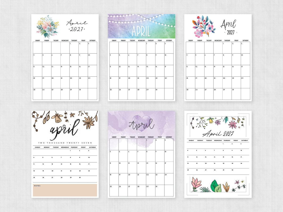 april 2027 printable calendar
