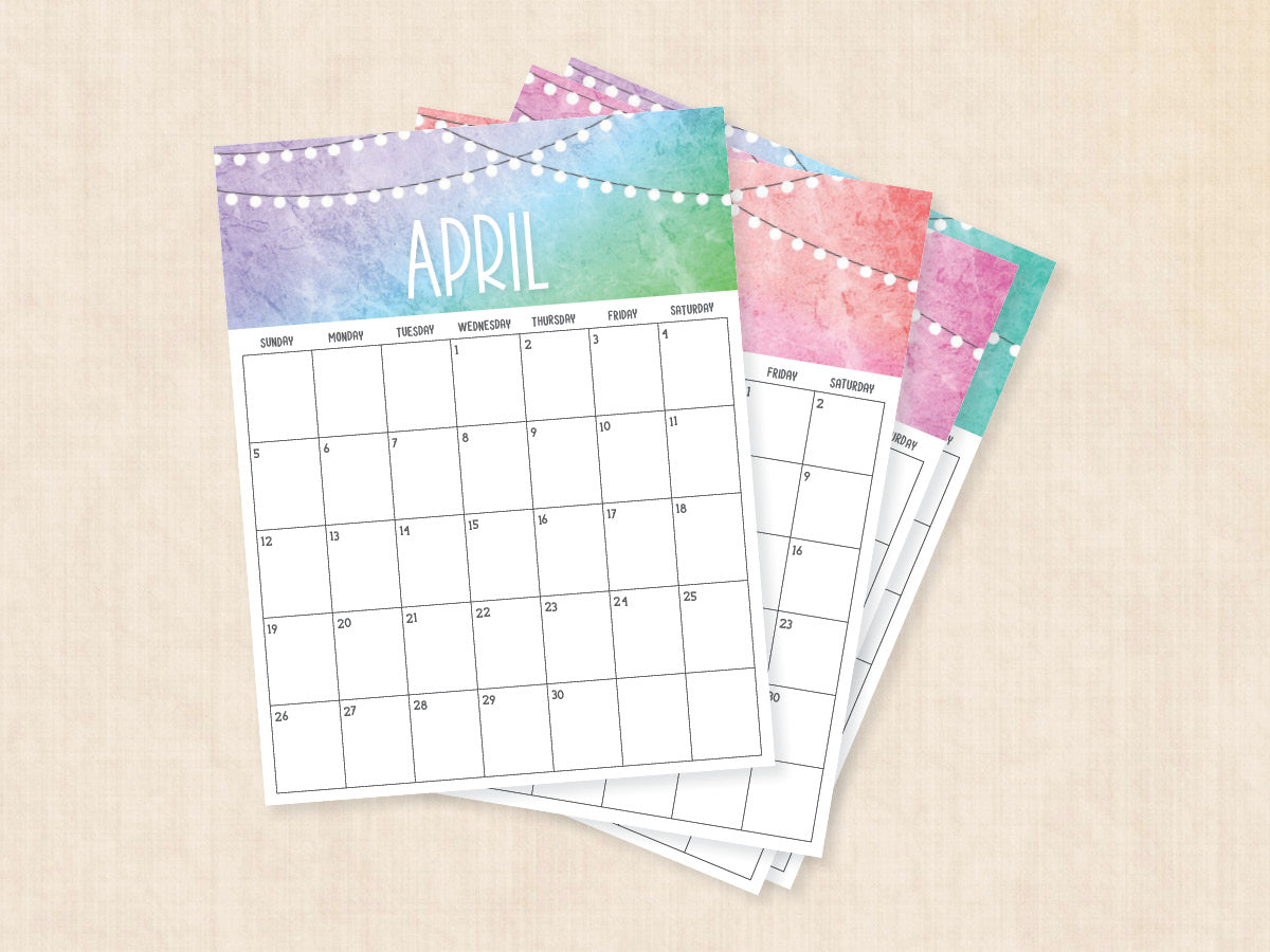 april calendar printable