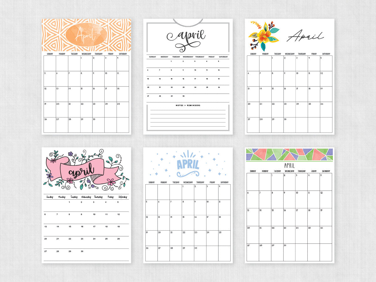april printable calendar