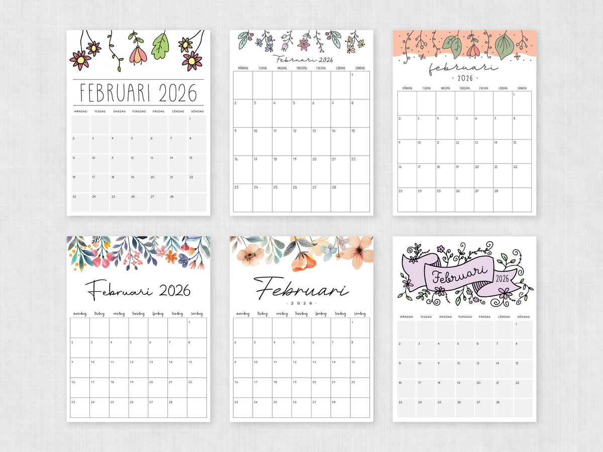 årskalender februari 2026