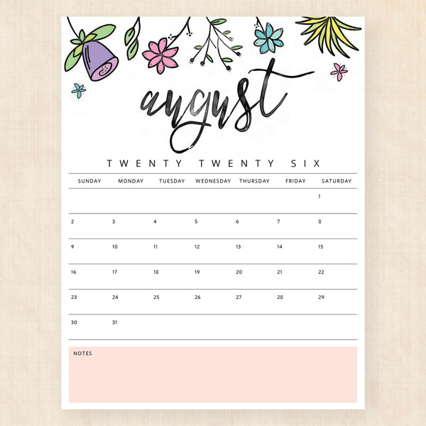 august 2026 calendar playful prairie