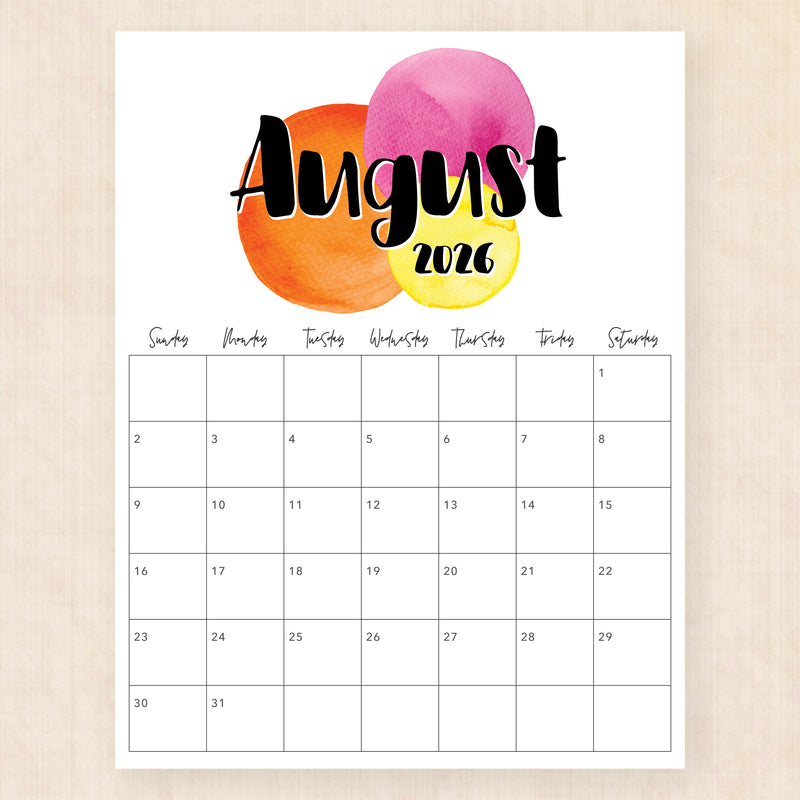 august 2026 calendar neon nectar
