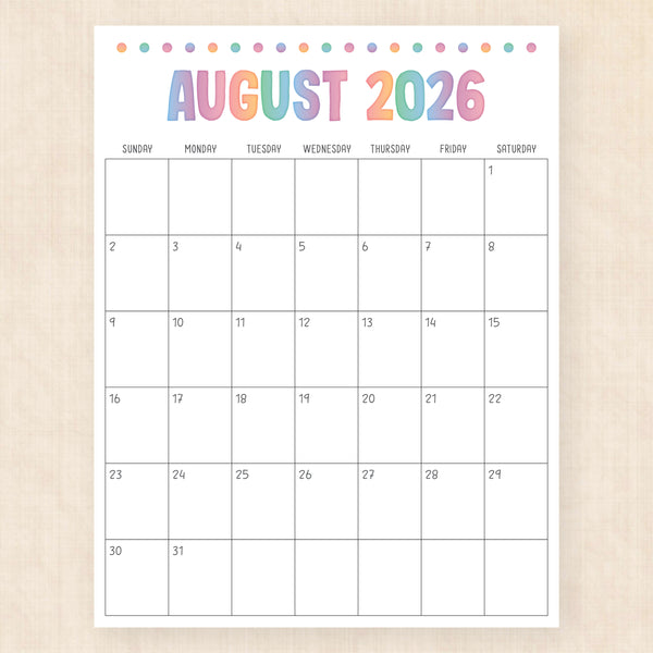 august 2026 calendar electric echo