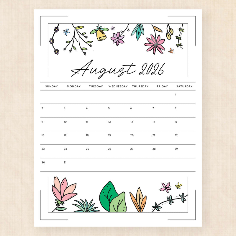 august 2026 calendar azalea anthem